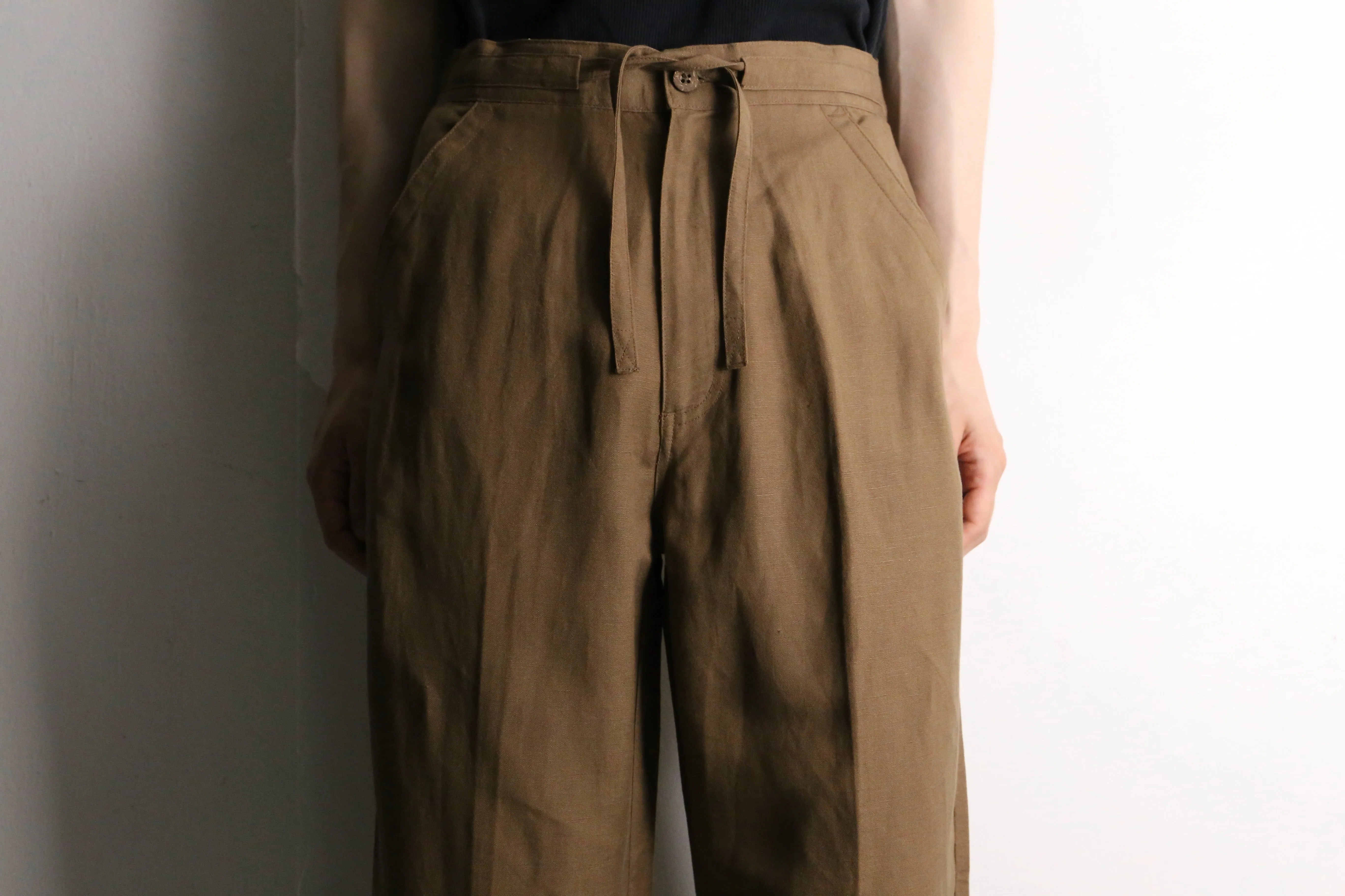 brown linen × rayon easy pants