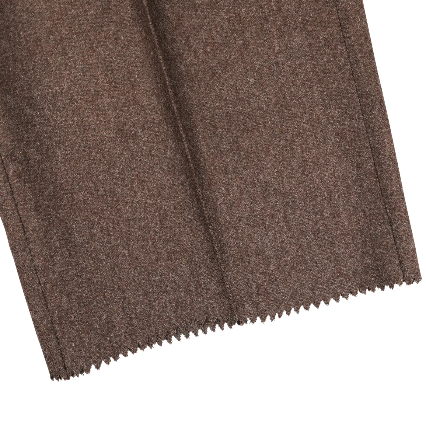 Brown Melange Wool Flannel Pleated Trousers