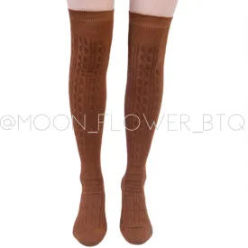 Brown Organic Cotton Knit Over the Knee Thigh High Socks