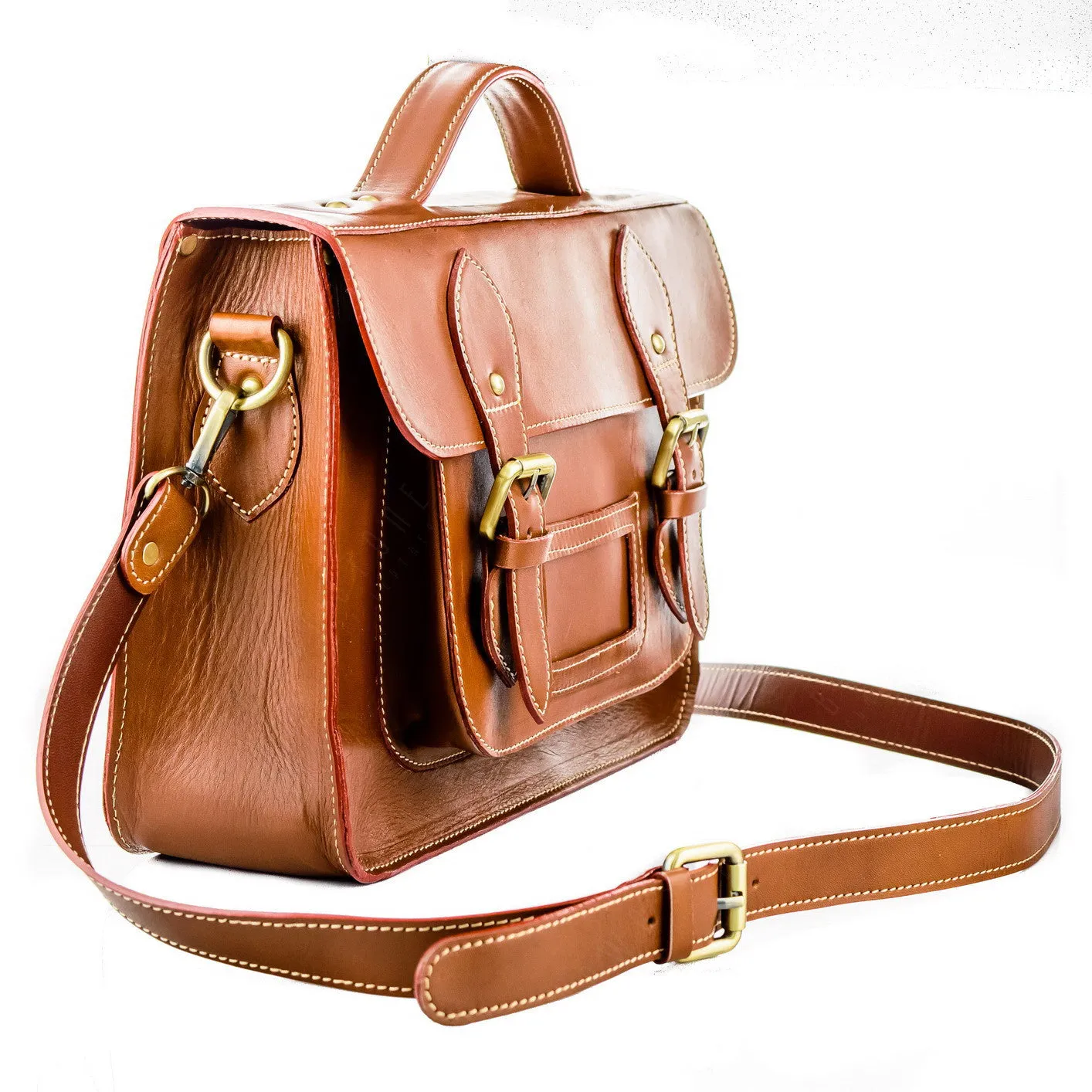 Brown Stone Leather Bag Cambridge Satchel Tan - Brown