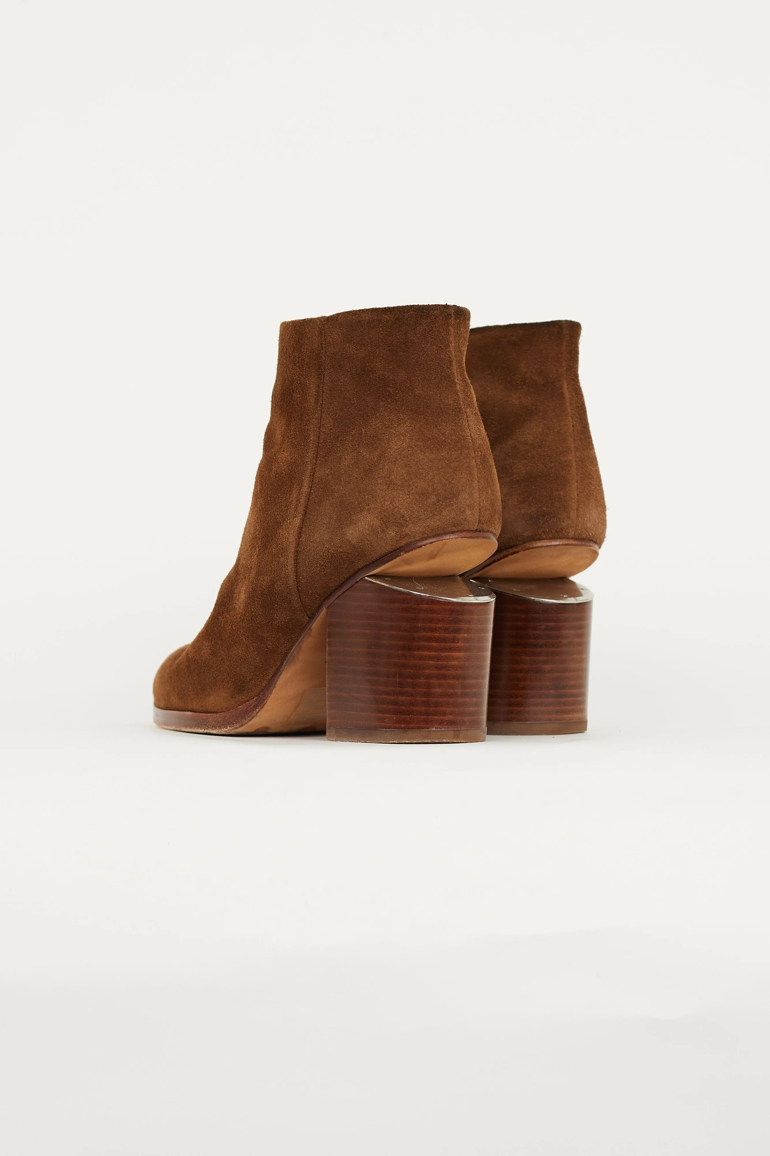 Brown Suede Cut Out Heel Boot