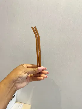 Brown Transparent Glass Bend Straw