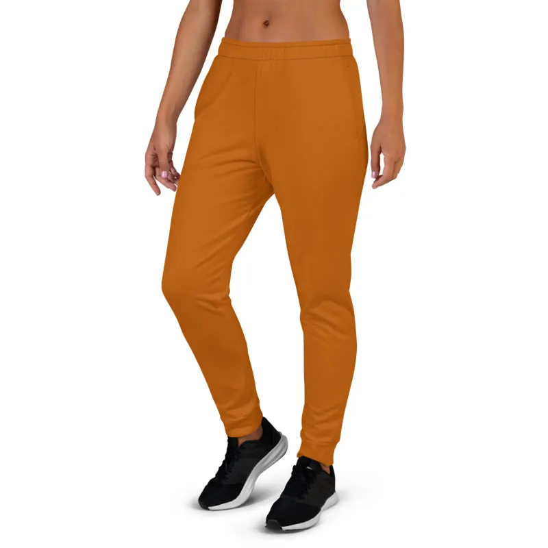 Brown Women's Joggers, Solid Color Premium Slim Fit Soft Lightweight Sweatpants-Made in EU