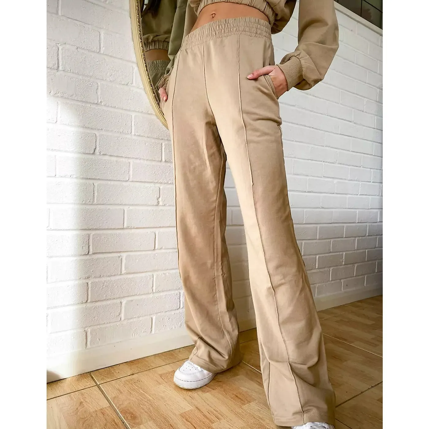 BSK Wide Leg Beige Trousers