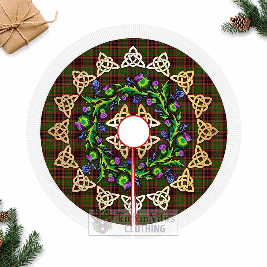 Buchan Tartan Christmas Tree Skirt with Thistle Celtic Knot Style