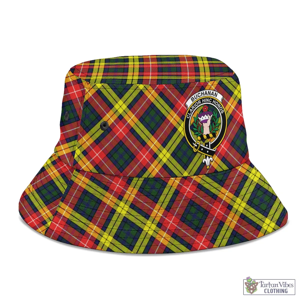 Buchanan Modern Tartan Bucket Hat with Family Crest