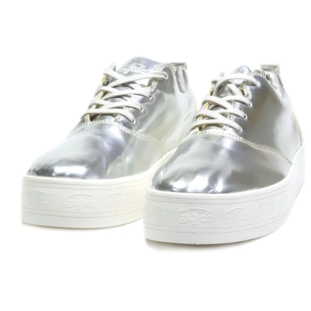 Buffalo Low-Top Sneakers Leather Silver Colour For Women