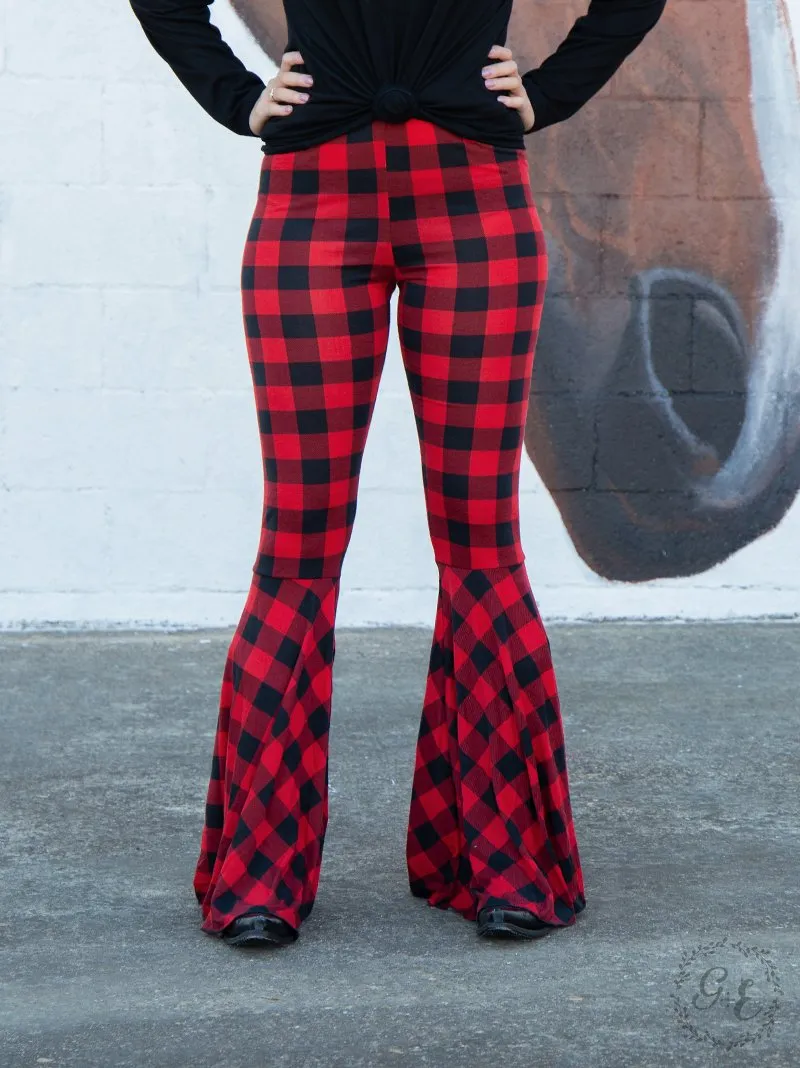 Buffalo Plaid Flare Pants