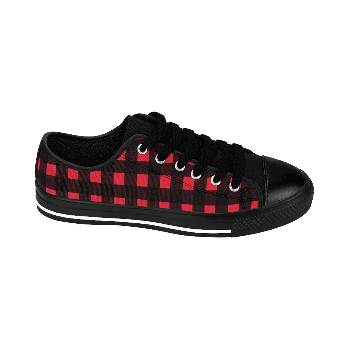 Buffalo Red Women's Sneakers, Designer Plaid Print Women's Casual Running Tennis Shoes