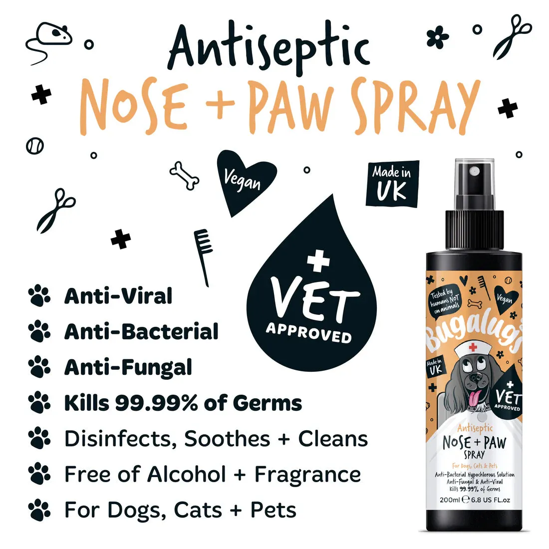 Bugalugs Antiseptic Nose & Paw Spray 200ml