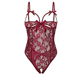 BUKINIE 2021 Lingerie for Women Sexy One Piece Teddy Lingerie Bodysuit Valentine's Day Lingerie Naughty Bodysuit Babydoll