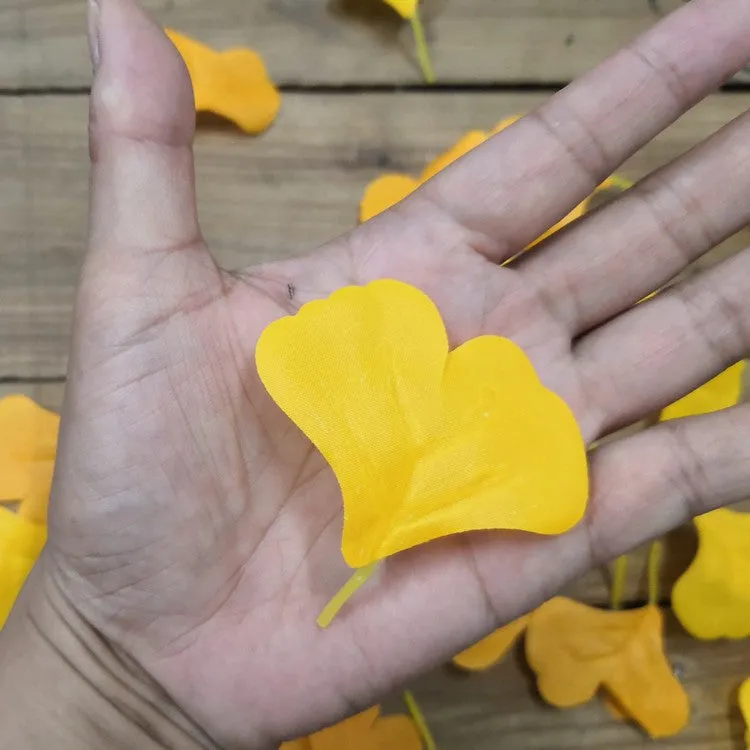 Bulk 108pcs Ginkgo Leaves Artificial Autumn Decoration Wholesale