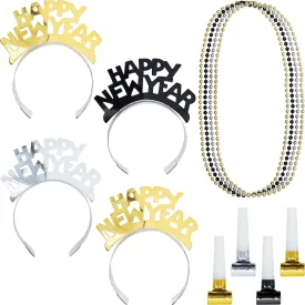 Bulk Black Silver Gold New Year Wearables Kit for 4 (12 Kits per Case)