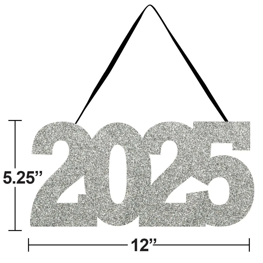 Bulk "2025" Glitter Hanging Sign (Case of 12)