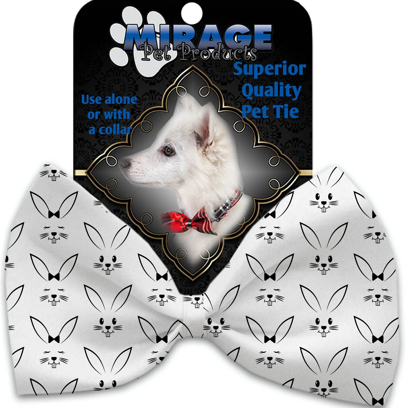 Bunny Face Pet Bow Tie Collar Accessory With Velcro