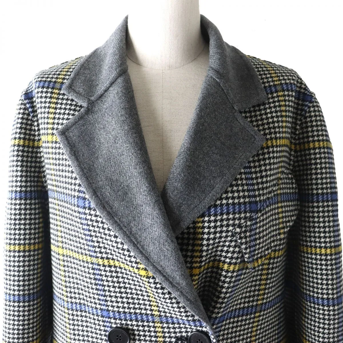 Burberry Check Houndstooth Cashmere Blend Coat