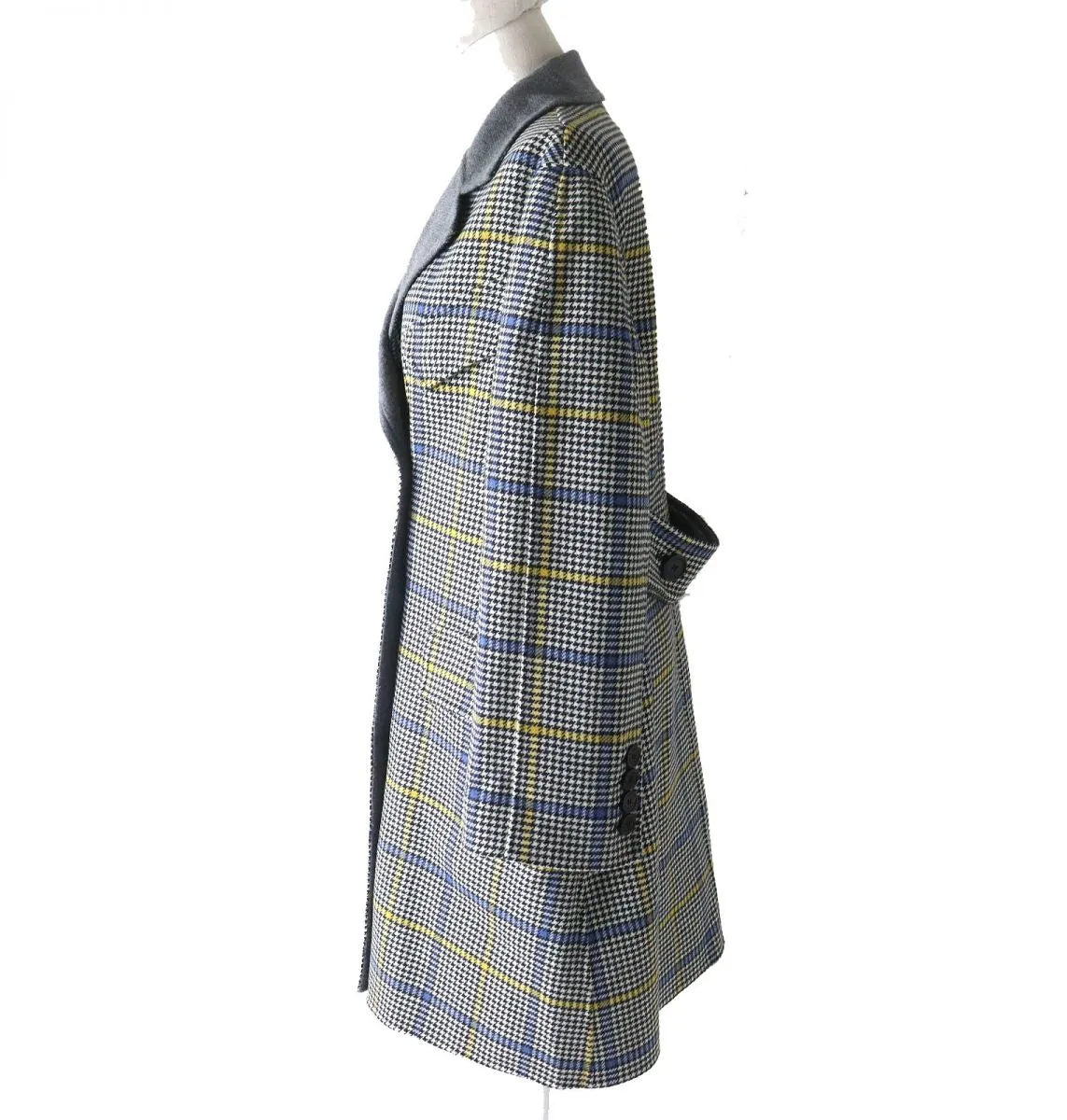 Burberry Check Houndstooth Cashmere Blend Coat