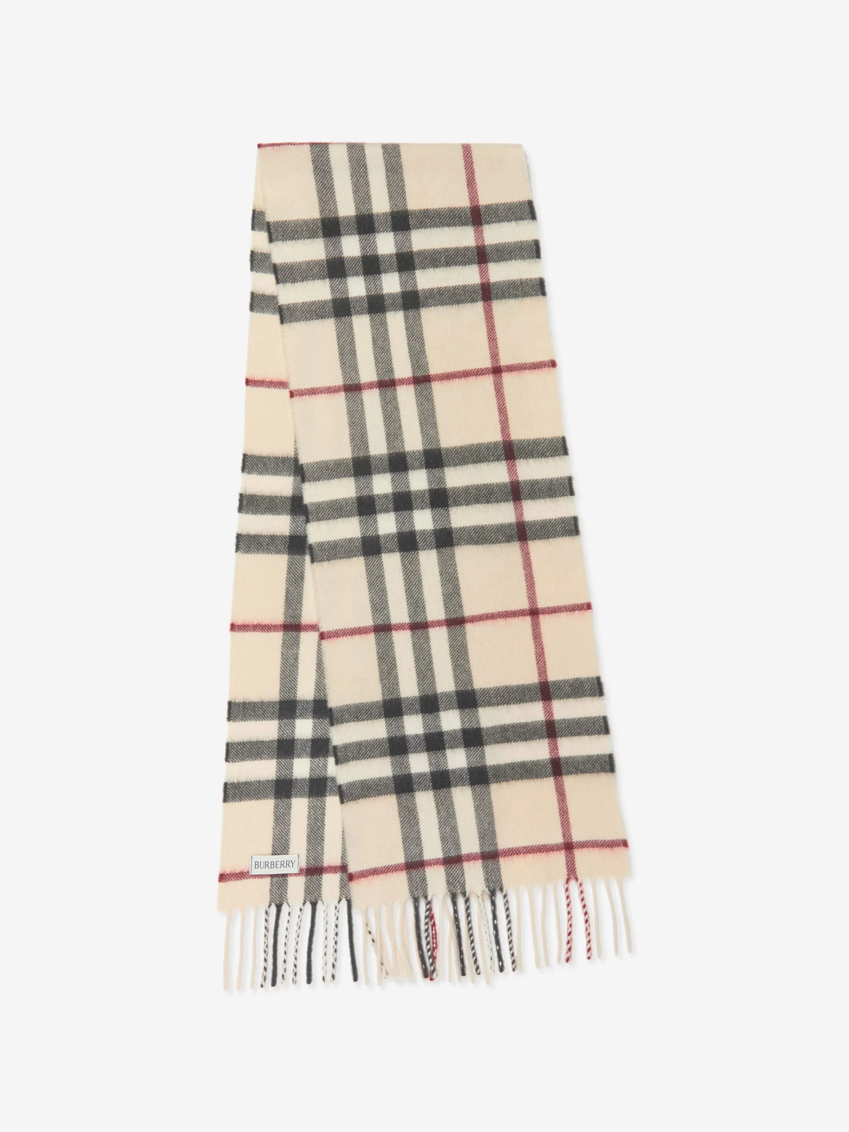 Burberry Kids Heritage Check Cashmere Scarf in Beige