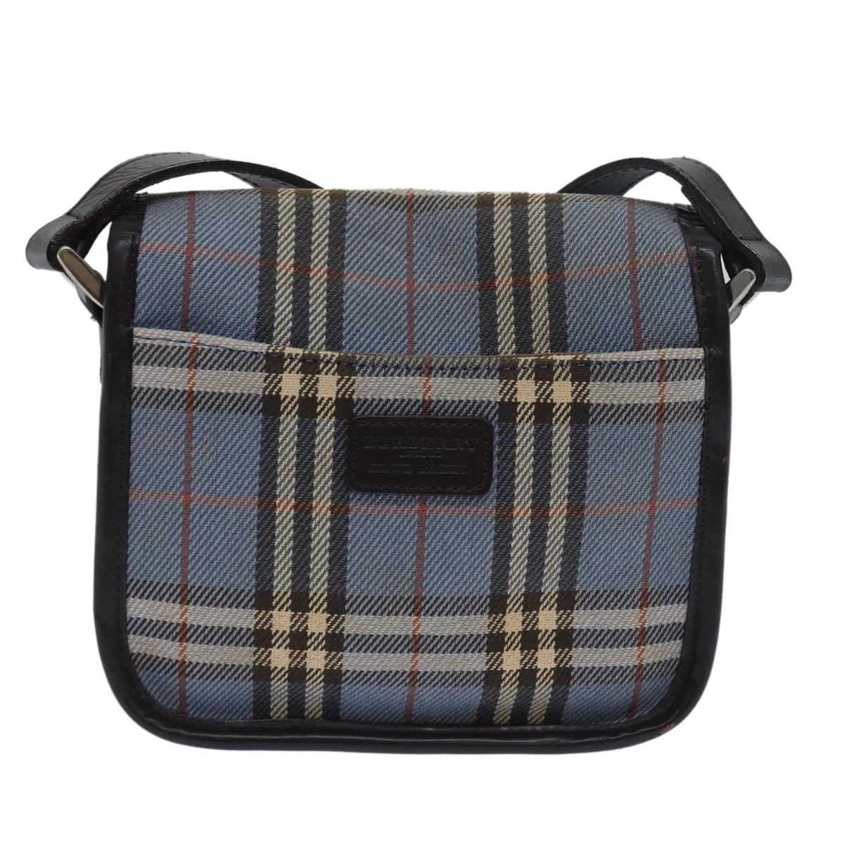 BURBERRY Nova Check Blue Label Shoulder Bag Canvas Blue Dark Brown  bs15674