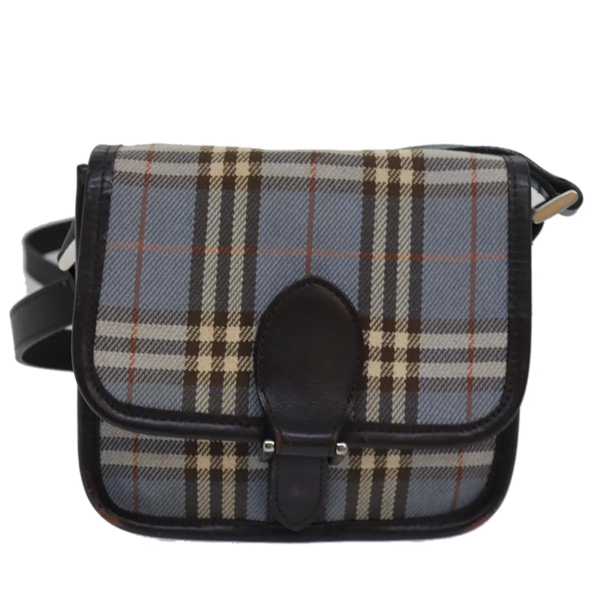 BURBERRY Nova Check Blue Label Shoulder Bag Canvas Blue Dark Brown  bs15674