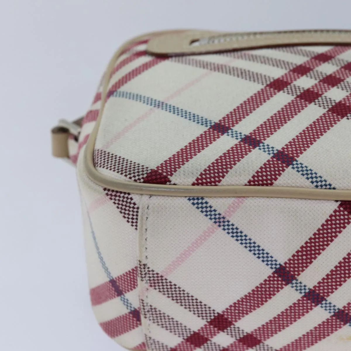 BURBERRY Nova Check Blue Label Shoulder Bag Canvas White  87637