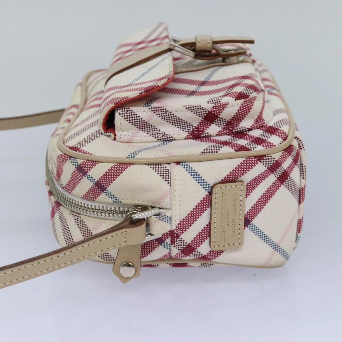 BURBERRY Nova Check Blue Label Shoulder Bag Canvas White  87637