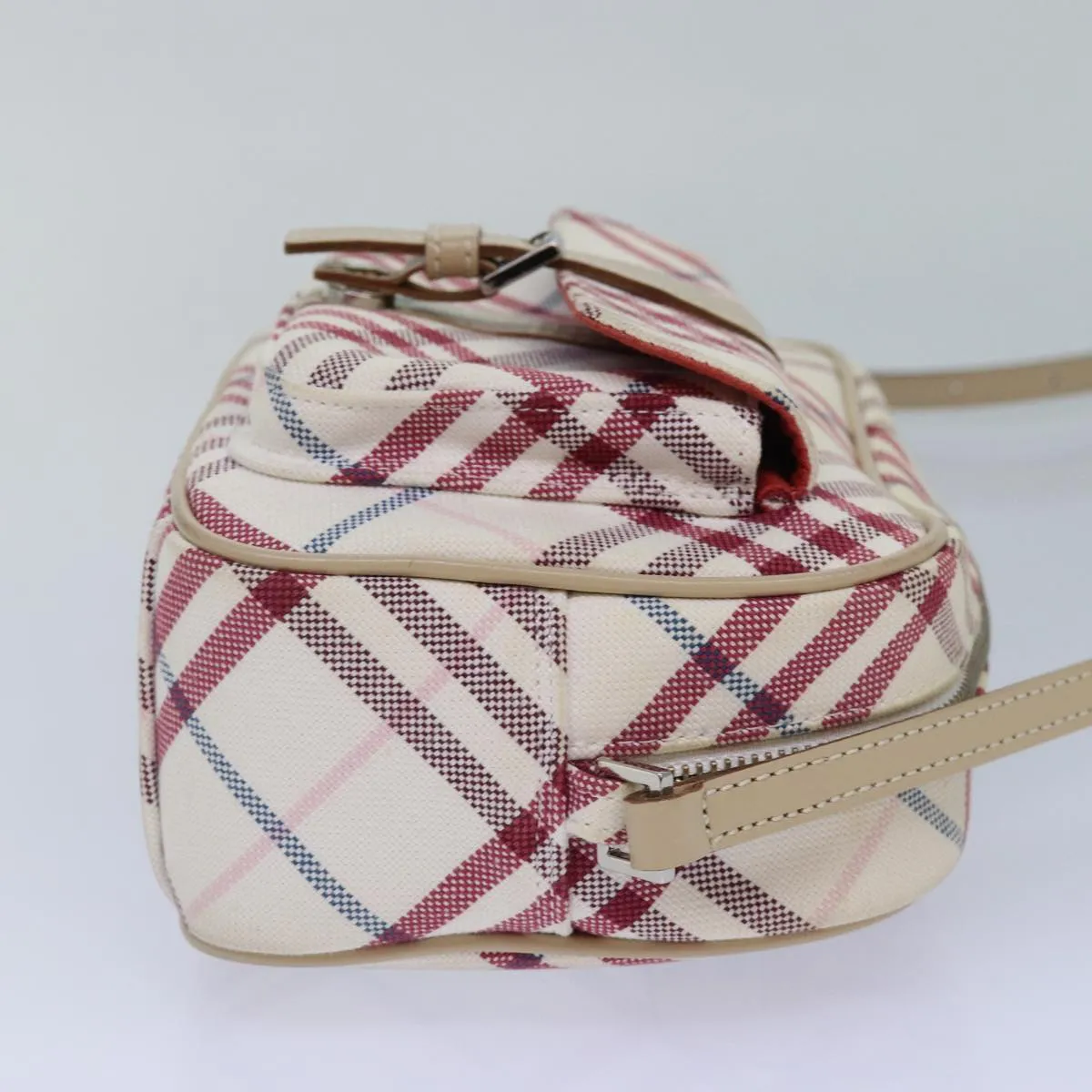 BURBERRY Nova Check Blue Label Shoulder Bag Canvas White  87637