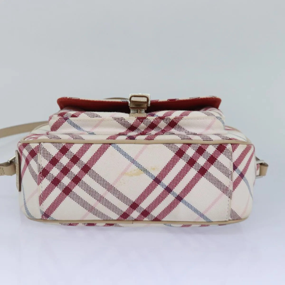 BURBERRY Nova Check Blue Label Shoulder Bag Canvas White  87637