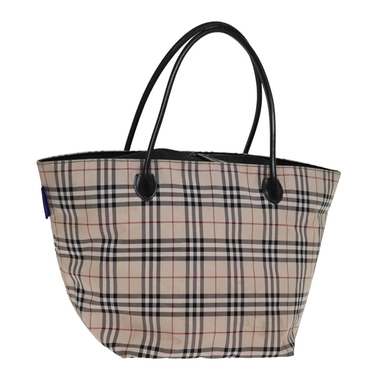 BURBERRY Nova Check Blue Label Tote Bag Nylon Beige  am6318