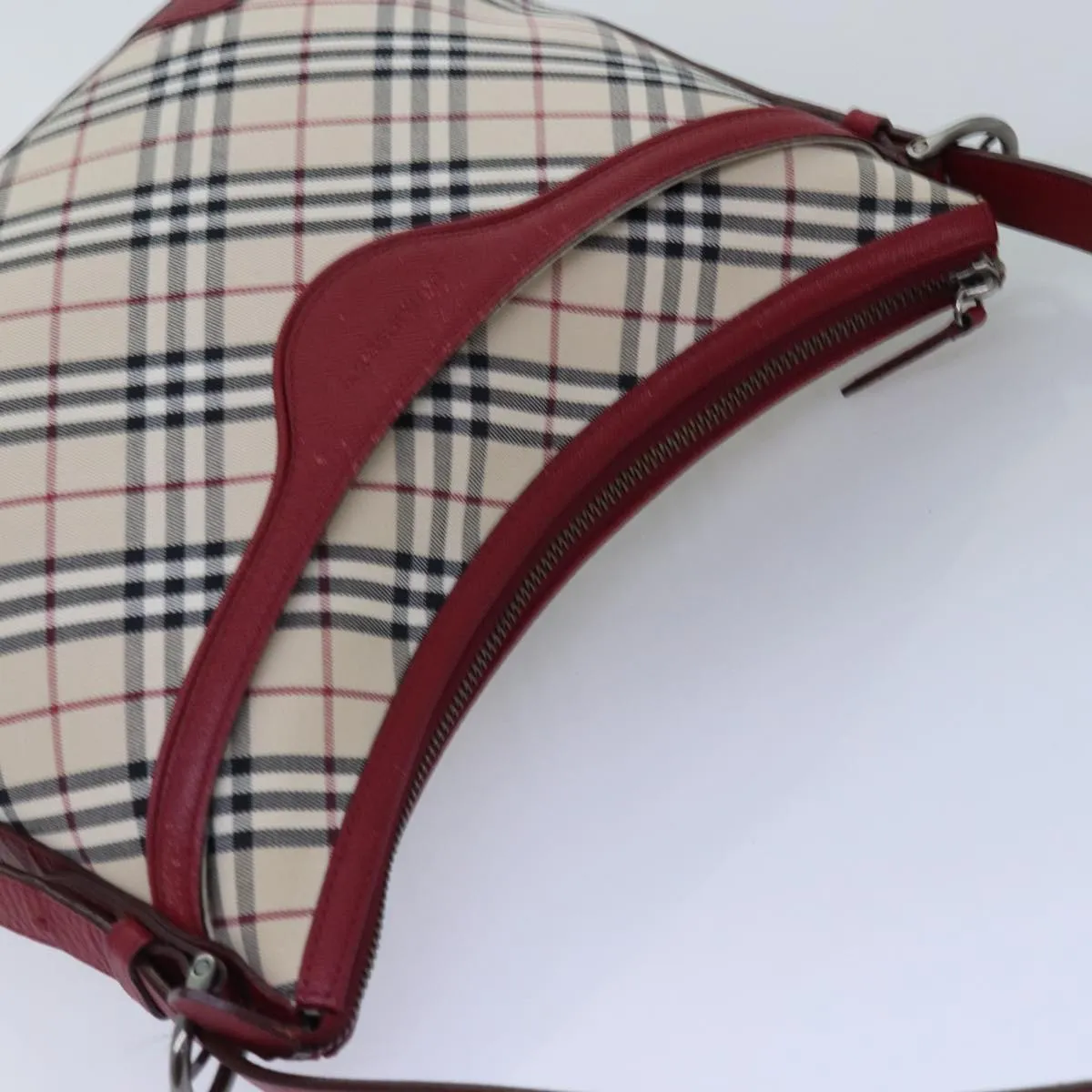 BURBERRY Nova Check Shoulder Bag Canvas Red  76480