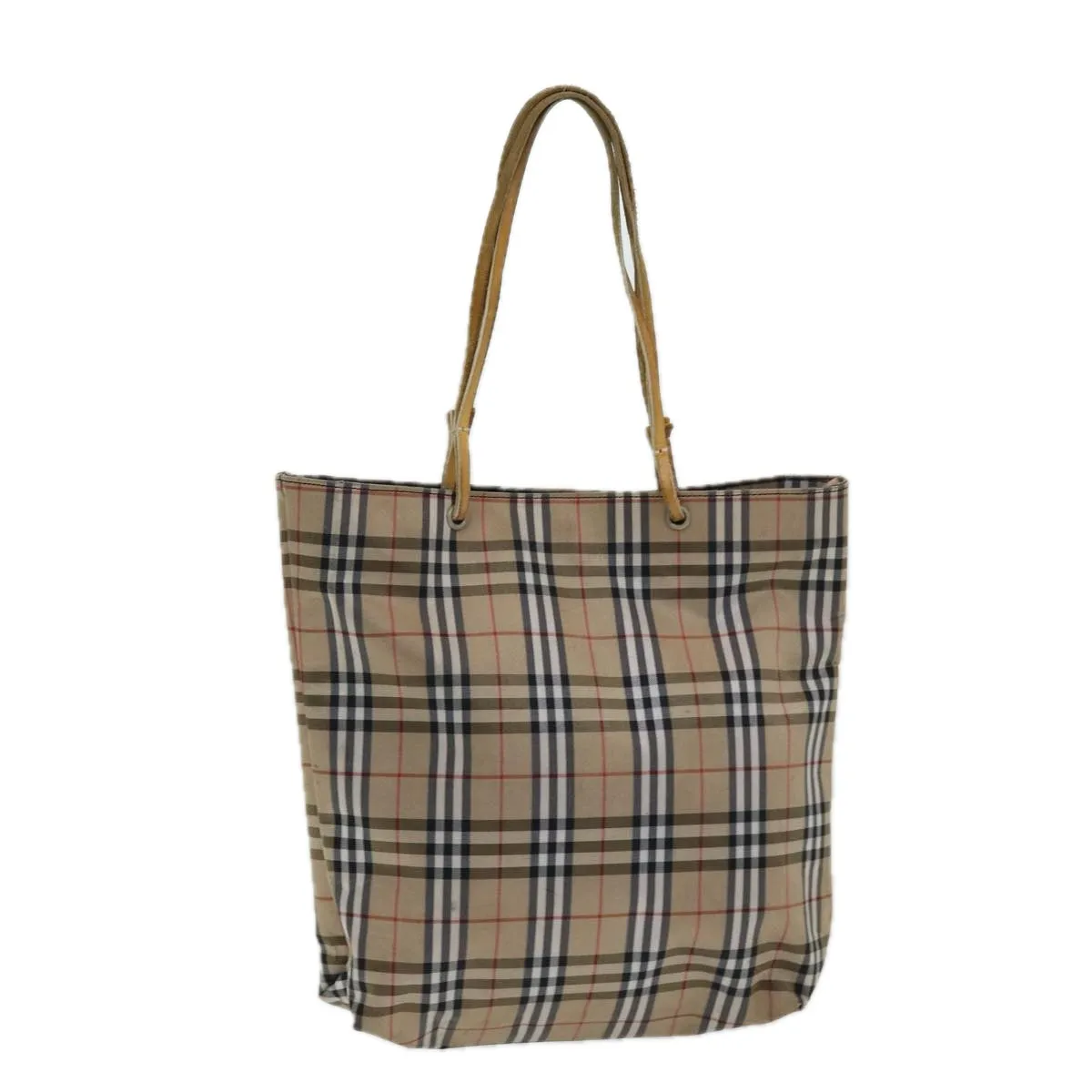 BURBERRY Nova Check Tote Bag Nylon Beige Silver  bs16673