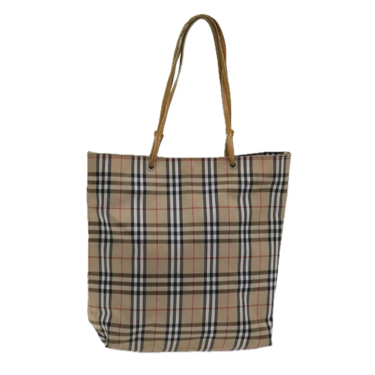 BURBERRY Nova Check Tote Bag Nylon Beige Silver  bs16673