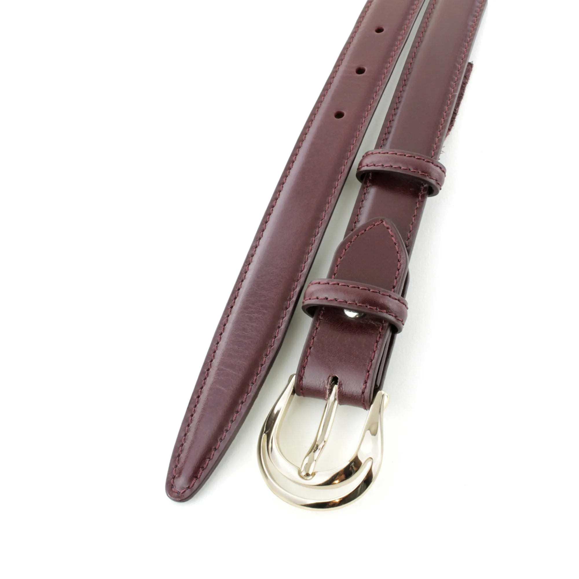 Burgundy classic skinny belt