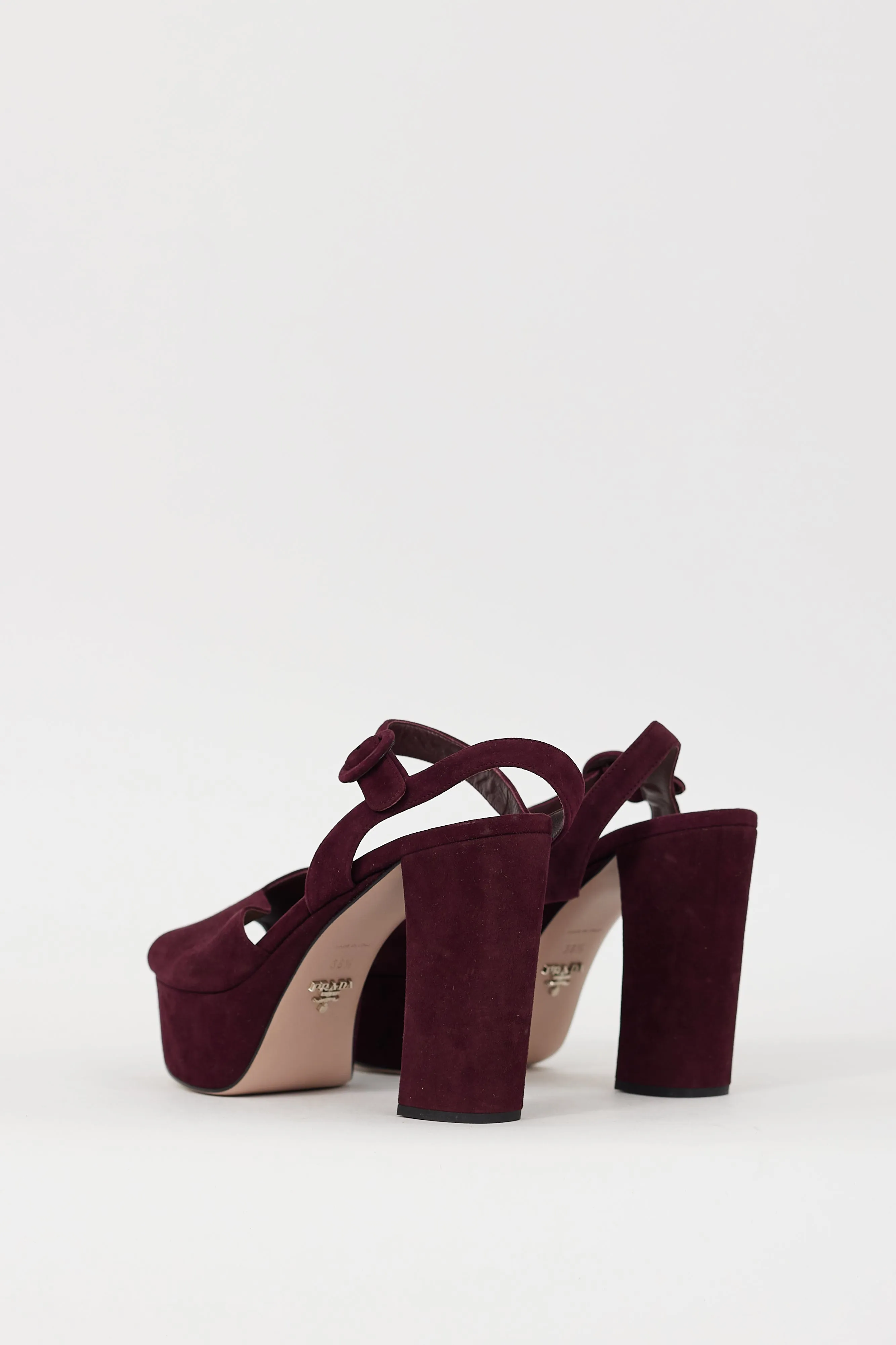 Burgundy Suede Peep Toe Platform Heel