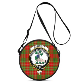 Burnett Tartan Round Satchel Bags with Family Crest