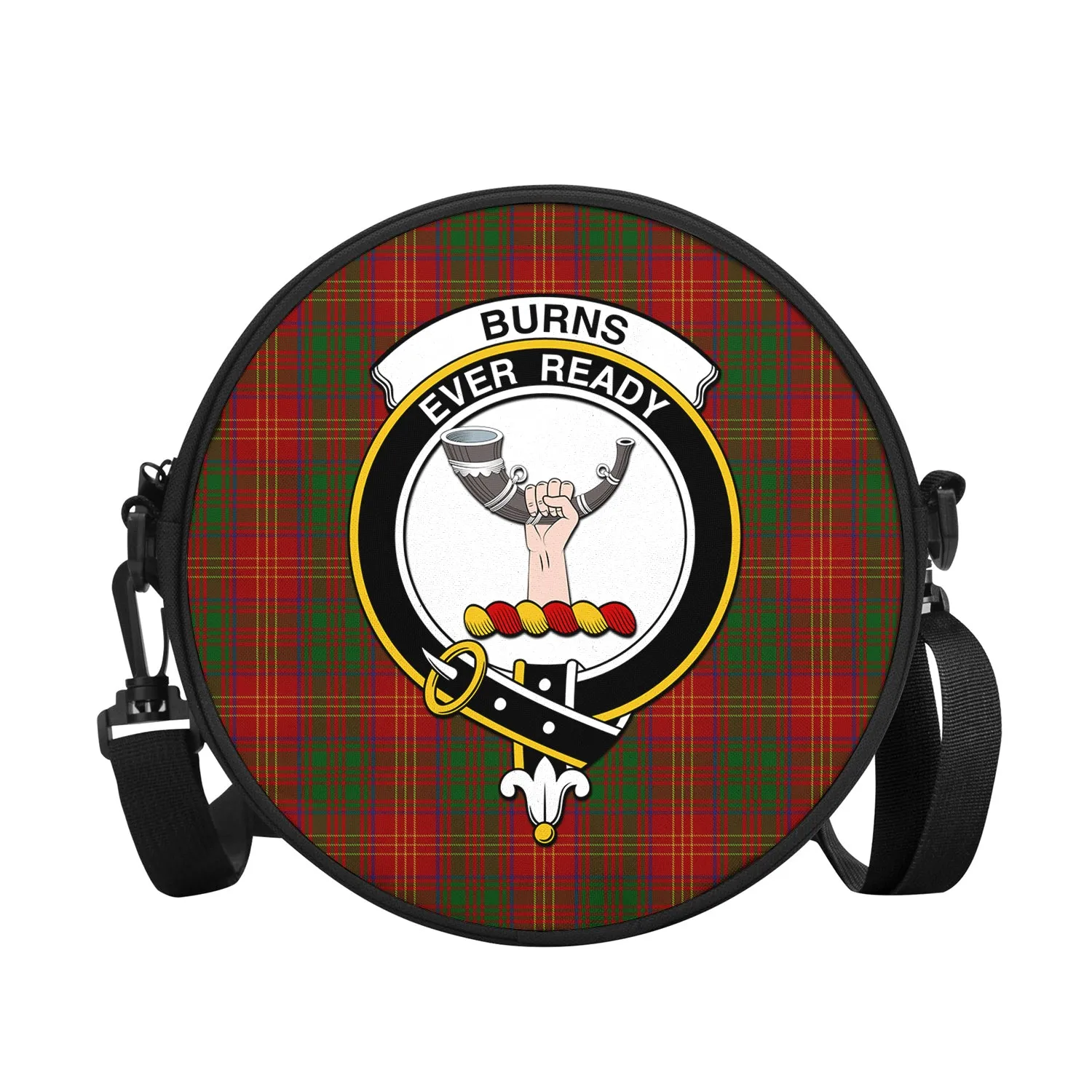 Burns Tartan Round Satchel Bags with Family Crest