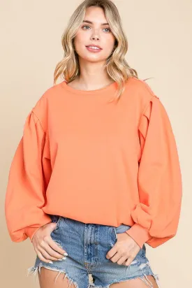 Burnt Orange Loose Fit Bubble Sweatshirts