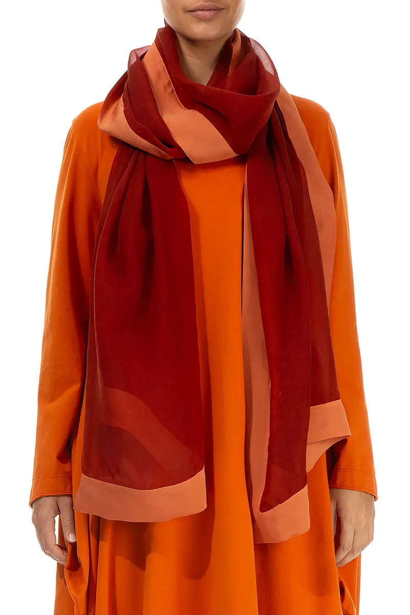 Burnt Orange Silk Chiffon Scarf