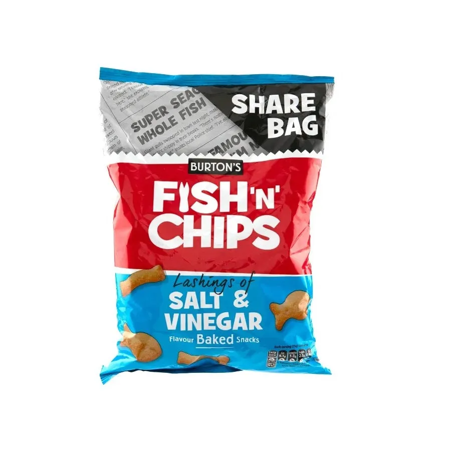 Burton's Fish 'n' Chips Salt & Vinegar Sharing Bag 250g