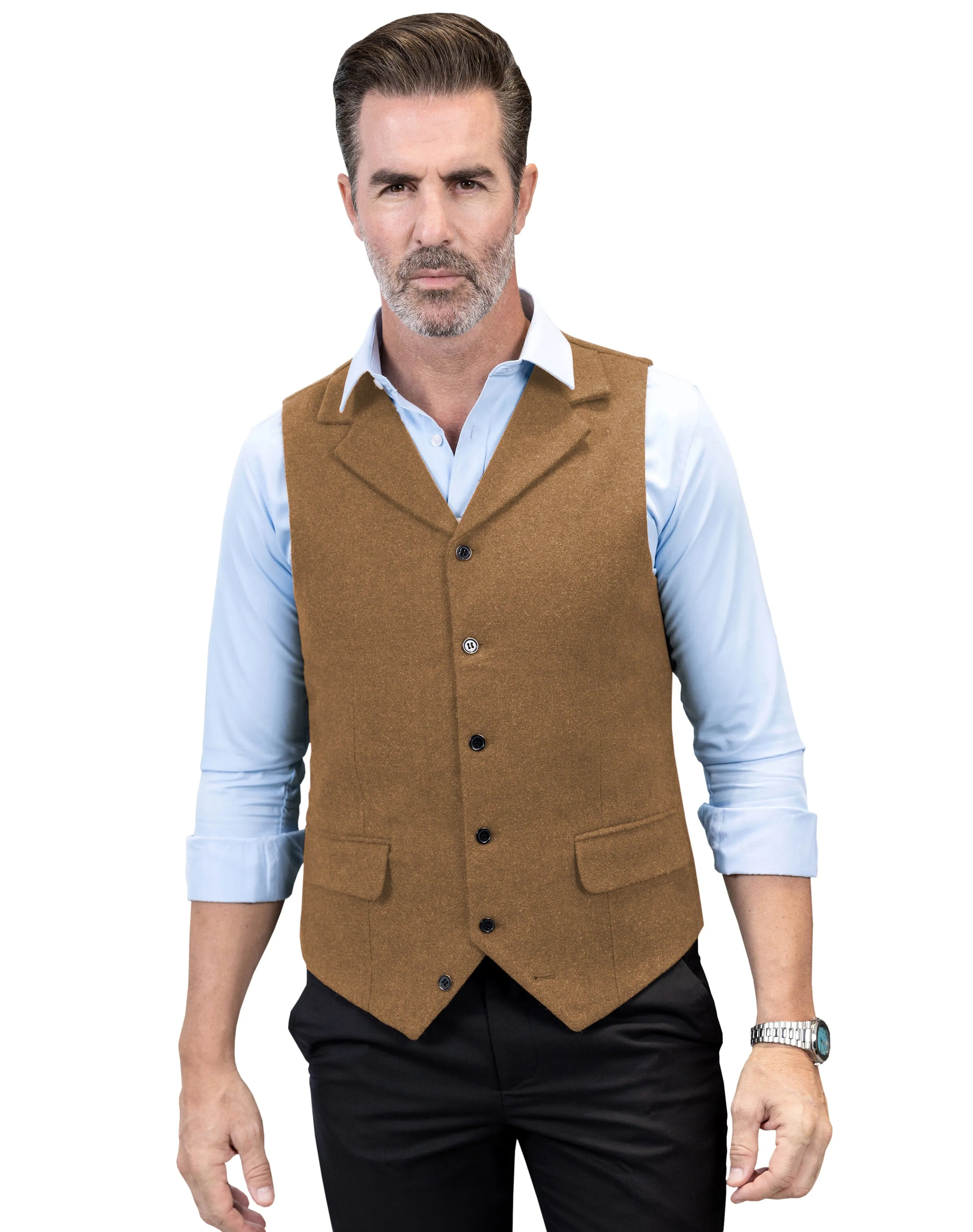 Business Casual Single Breasted Notch Lapel Mens Vest