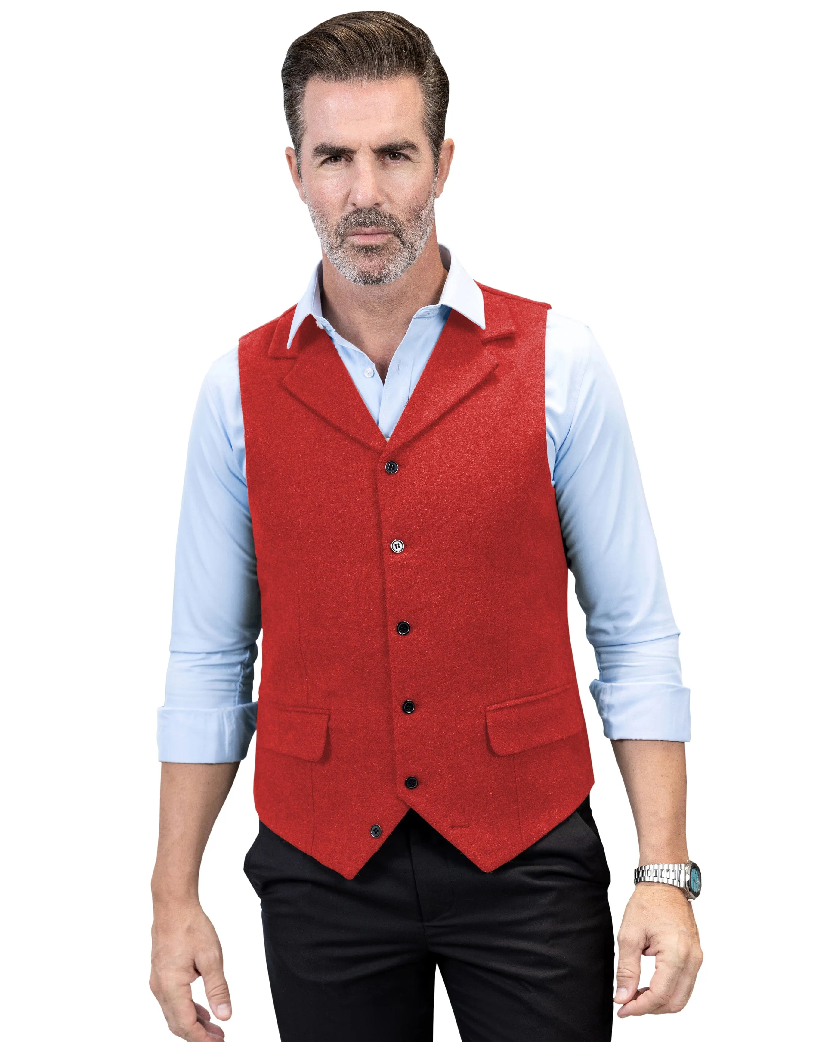 Business Casual Single Breasted Notch Lapel Mens Vest