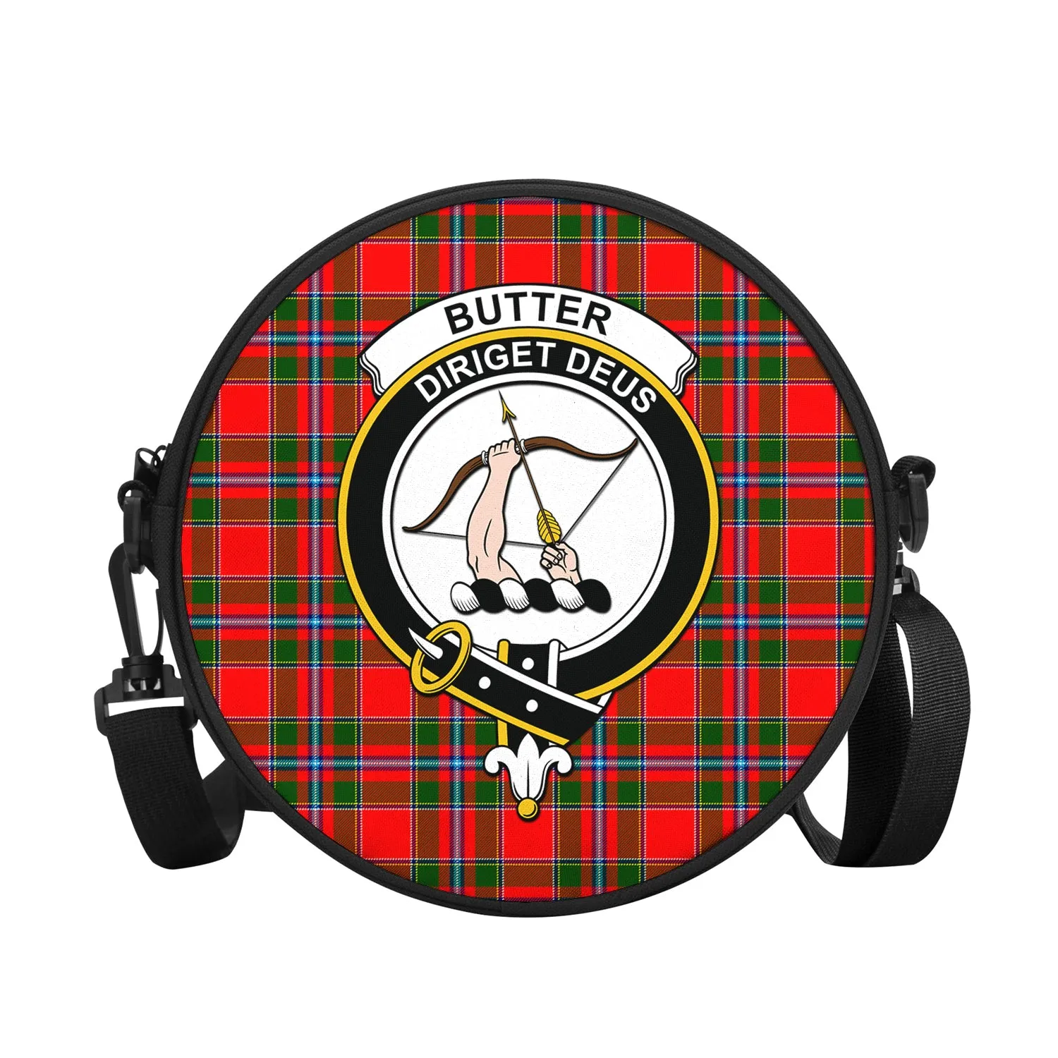 Butter Tartan Round Satchel Bags with Family Crest