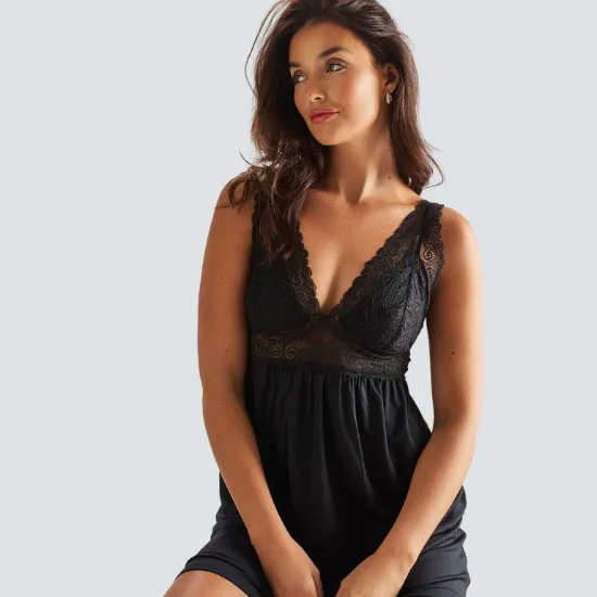 Butterfly Short Nightdress Black