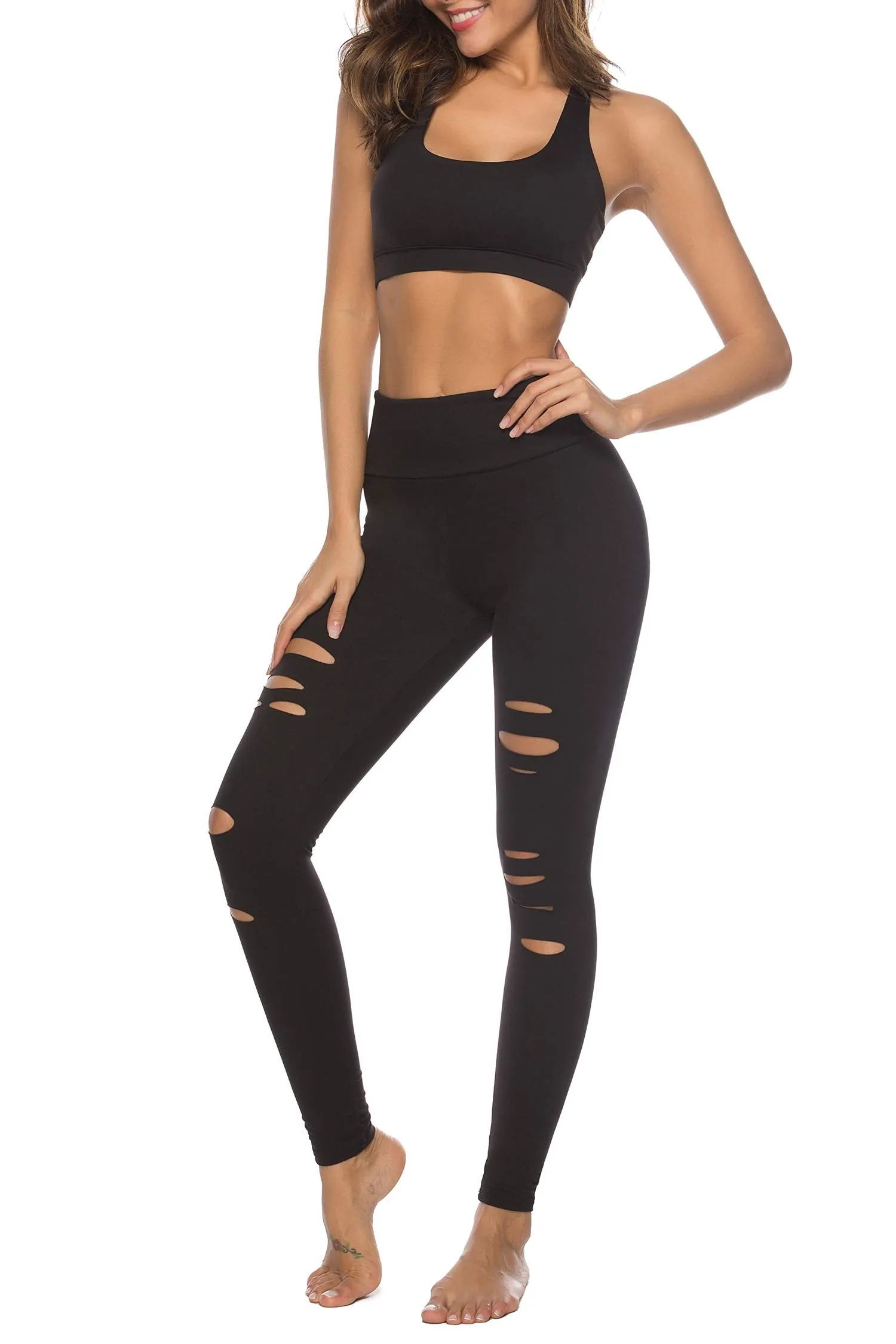 Buttery Soft Cutout Ripped Leggings