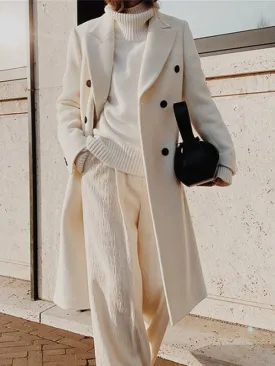 Buttoned Front Maxi Woolen Coat