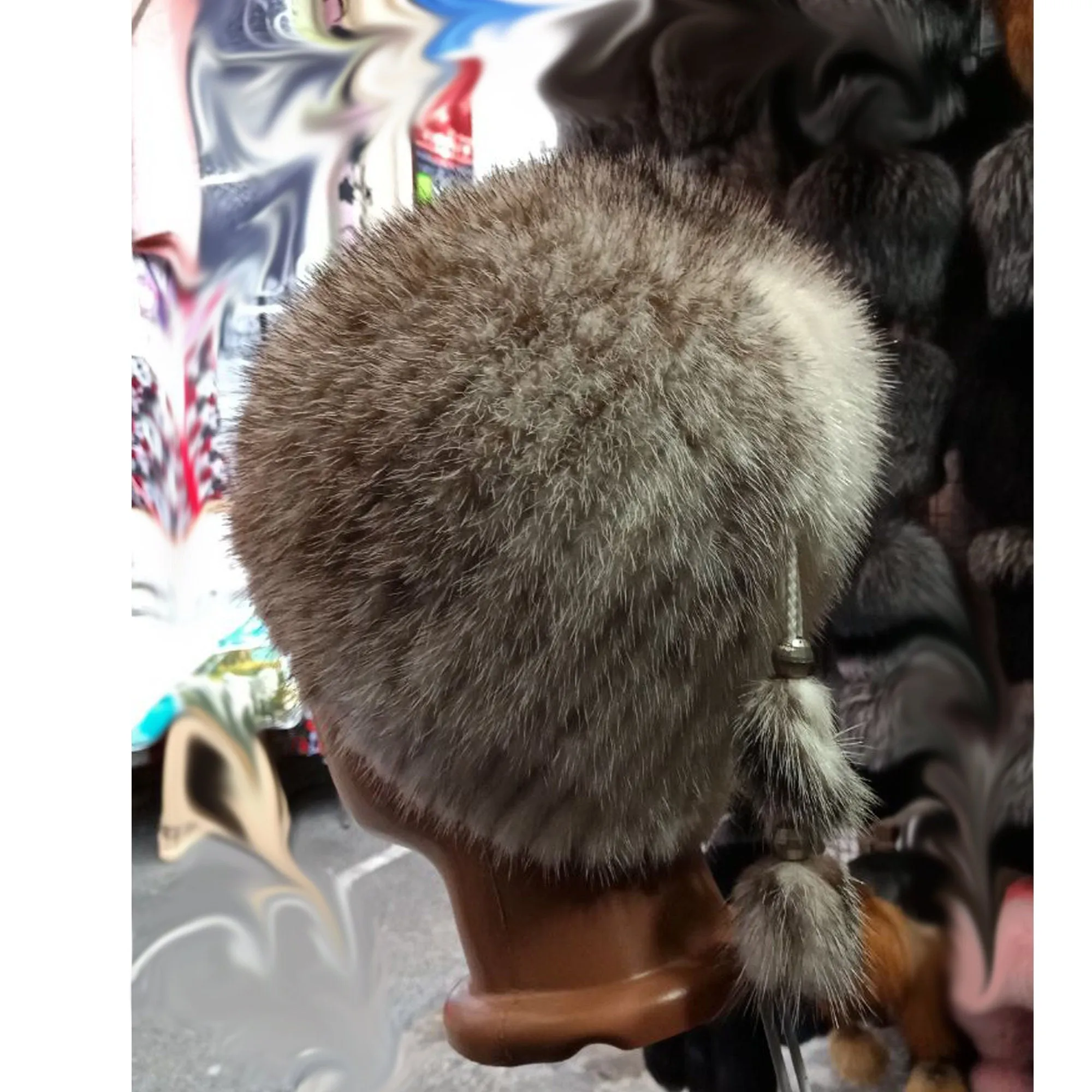 BY ORDER Women Knit Fur Hat, Mink Fur Hat, Fur Hat, Stretchy Fur hat, Mink Fur Hat Girl Fur Hat, Trapper Hat, Real fur Hat, Fluffy hat Gray