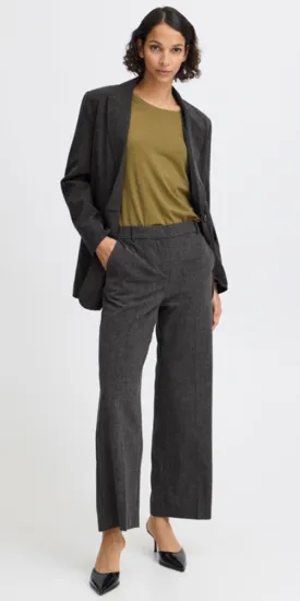 B.Young Cropped Wide Trousers, charcoal