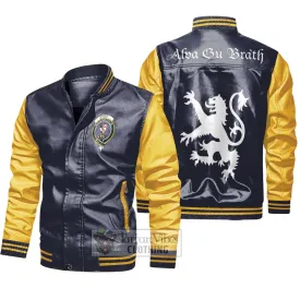 Byres (Byses) Family Crest Leather Bomber Jacket Lion Rampant Alba Gu Brath Style