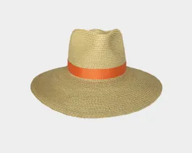 C1. Tan Wide Brim Panama Style Sun Hat - The Portofino