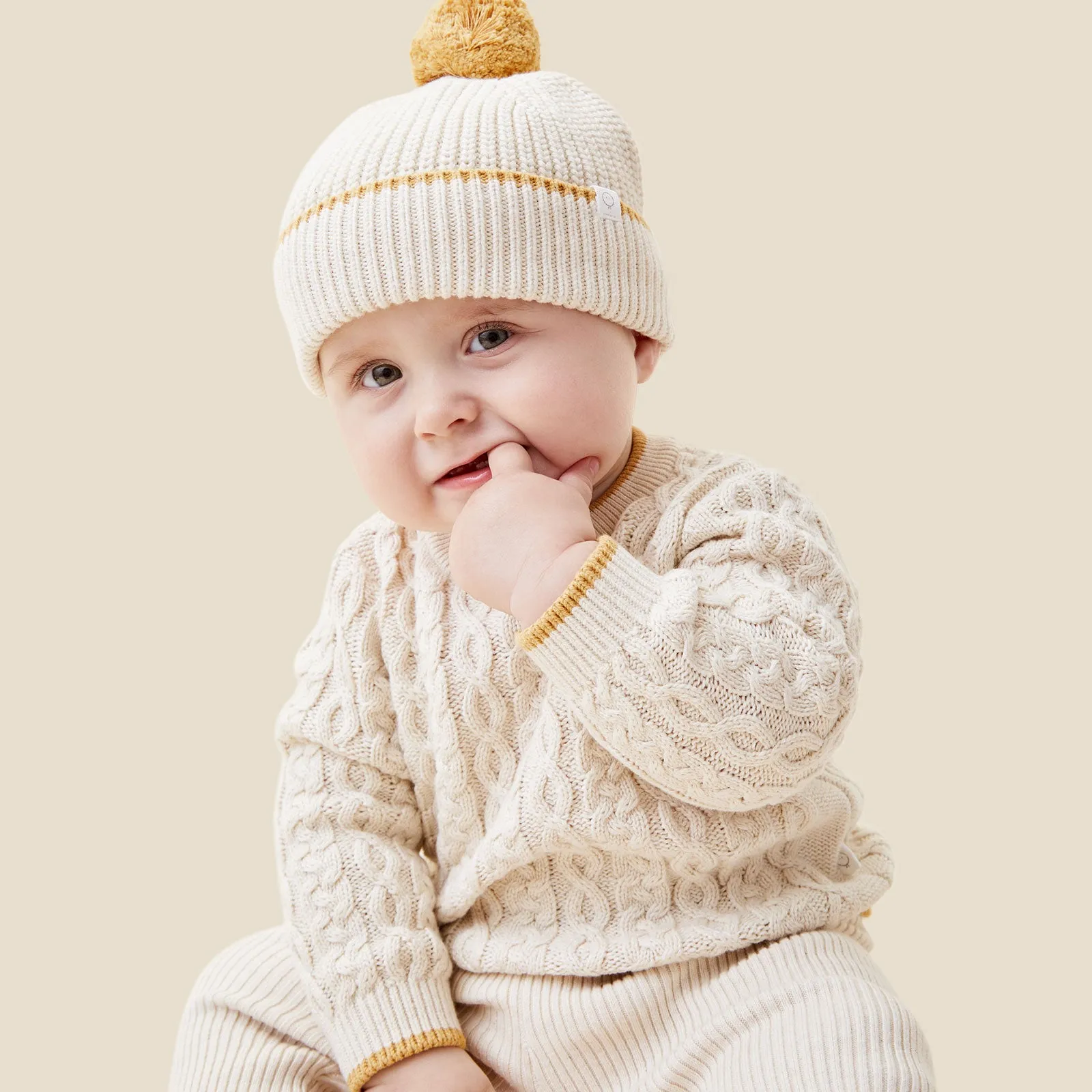 Cable Knit Tipped Jumper & Leggings Outfit